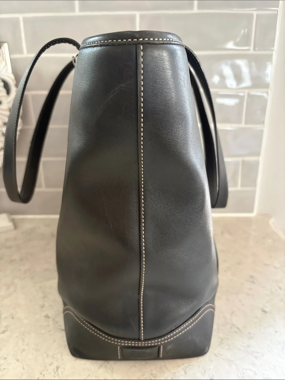 Coach Y2K Hampton black leather carryall Tote 6491 ~EXCELLENT